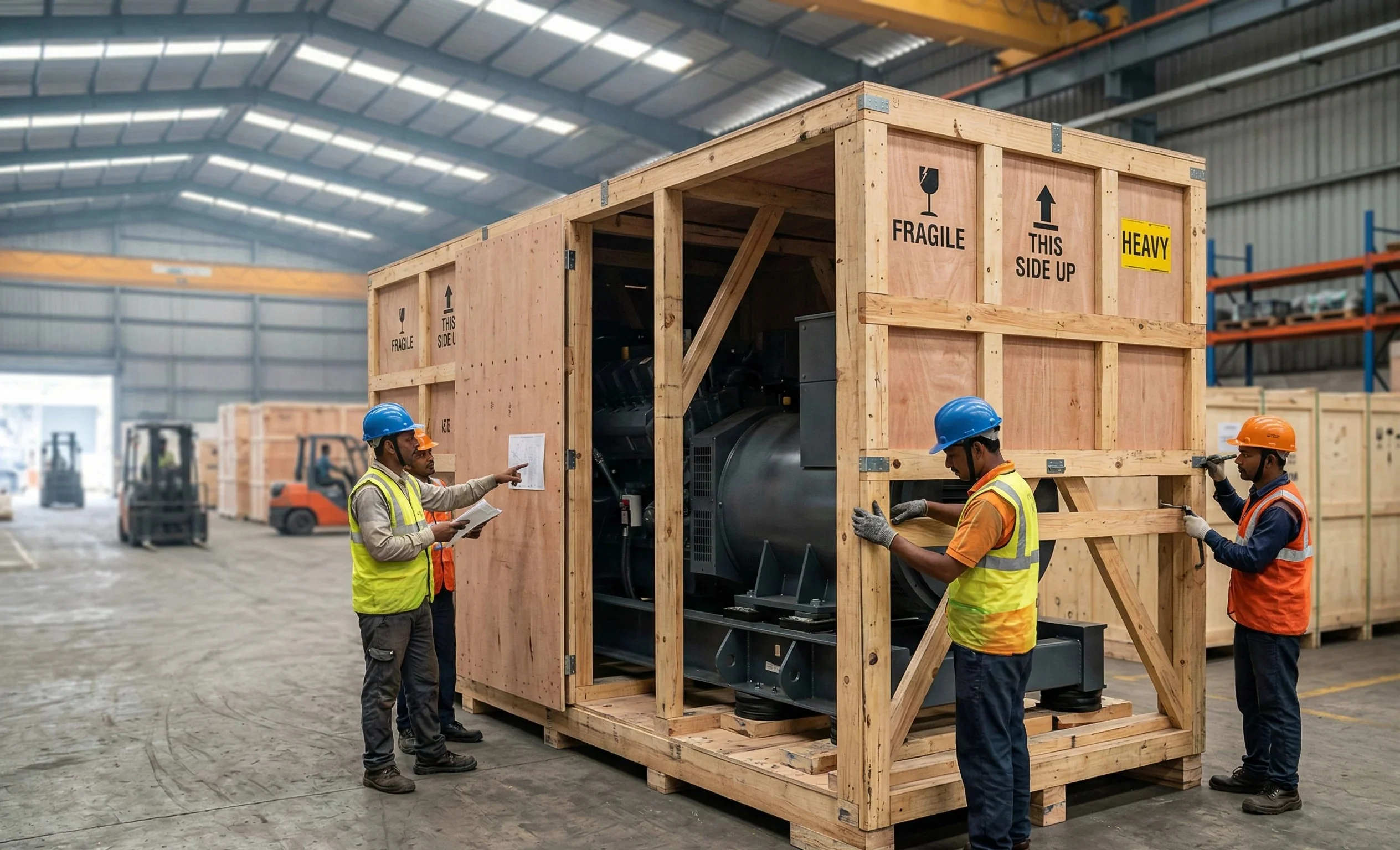 Heavy machinery industrial packaging and crating